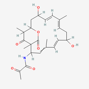 molecular formula C25H33NO7 B1235667 N-[(5E,9E,11E)-7,13-dihydroxy-1,4,10,19-tetramethyl-17,18-dioxo-16-oxabicyclo[13.2.2]nonadeca-3,5,9,11-tetraen-2-yl]-2-oxopropanamide 
