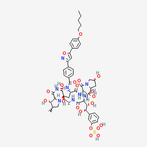 molecular formula C53H67N8O20S B12356769 Pneumocandin A0, 1-[(4R,5R)-4,5-dihydroxy-N2-[4-[5-[4-(pentyloxy)phenyl]-3-isoxazolyl]benzoyl]-L-ornithine]-4-[(4S)-4-hydroxy-4-[4-hydroxy-3-(sulfooxy)phenyl]-L-threonine]-, sodium salt (1:1) 