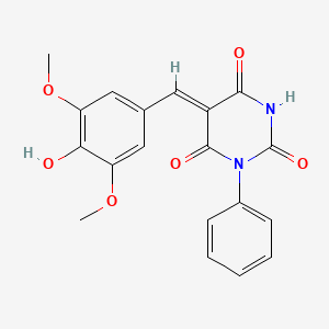 molecular formula C19H16N2O6 B1235680 (5Z)-5-[(4-羟基-3,5-二甲氧基苯基)亚甲基]-1-苯基-1,3-二嗪烷-2,4,6-三酮 