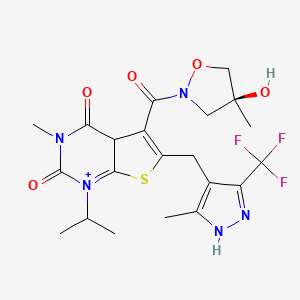 5-[(4S)-4-hydroxy-4-methyl-1,2-oxazolidine-2-carbonyl]-3-methyl-6-[[5-methyl-3-(trifluoromethyl)-1H-pyrazol-4-yl]methyl]-1-propan-2-yl-4aH-thieno[2,3-d]pyrimidin-1-ium-2,4-dione