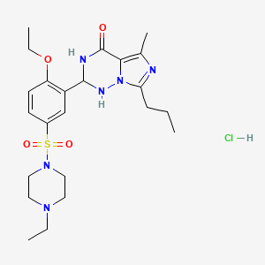 molecular formula C23H35ClN6O4S B12356940 2-[2-ethoxy-5-(4-ethylpiperazin-1-yl)sulfonylphenyl]-5-methyl-7-propyl-2,3-dihydro-1H-imidazo[5,1-f][1,2,4]triazin-4-one;hydrochloride 