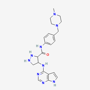 molecular formula C22H29N9O B12357060 N-[4-[(4-methylpiperazin-1-yl)methyl]phenyl]-4-(7H-pyrrolo[2,3-d]pyrimidin-4-ylamino)pyrazolidine-3-carboxamide 