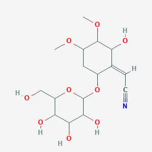 molecular formula C16H25NO9 B1235708 (2Z)-2-[2-羟基-3,4-二甲氧基-6-[3,4,5-三羟基-6-(羟甲基)氧杂环-2-基]氧代环己基]丙烯腈 