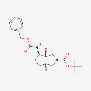 molecular formula C20H27FN2O4 B12357086 tert-butyl (3aR,4S,6aS)-3a-fluoro-4-(phenylmethoxycarbonylamino)-1,3,4,5,6,6a-hexahydrocyclopenta[c]pyrrole-2-carboxylate 