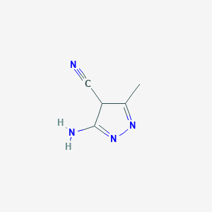 molecular formula C5H6N4 B12357104 3-amino-5-methyl-4H-pyrazole-4-carbonitrile 