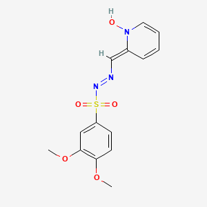 molecular formula C14H15N3O5S B1235727 Benzenesulfonic acid, 3,4-dimethoxy-, (2-pyridinylmethylene)hydrazide, N-oxide CAS No. 73736-93-3
