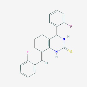 molecular formula C21H18F2N2S B1235730 8-(2-fluorobenzylidene)-4-(2-fluorophenyl)-3,4,5,6,7,8-hexahydro-2(1H)-quinazolinethione 