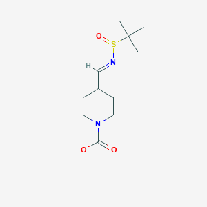 molecular formula C15H28N2O3S B12357380 (S)-tert-Butyl 4-(((tert-butylsulfinyl)imino)methyl)piperidine-1-carboxylate 