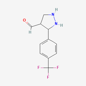 molecular formula C11H11F3N2O B12357386 3-[4-(Trifluoromethyl)phenyl]pyrazolidine-4-carbaldehyde 