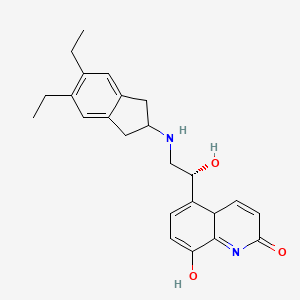 molecular formula C24H28N2O3 B12357392 5-[(1R)-2-[(5,6-diethyl-2,3-dihydro-1H-inden-2-yl)amino]-1-hydroxyethyl]-8-hydroxy-4aH-quinolin-2-one 