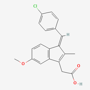 molecular formula C20H17ClO3 B1235741 1H-Indene-3-acetic acid, 1-((4-chlorophenyl)methylene)-5-methoxy-2-methyl- CAS No. 16203-90-0