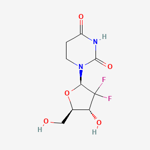 molecular formula C9H12F2N2O5 B12357445 1-[(2R,4R,5R)-3,3-difluoro-4-hydroxy-5-(hydroxymethyl)oxolan-2-yl]-1,3-diazinane-2,4-dione 