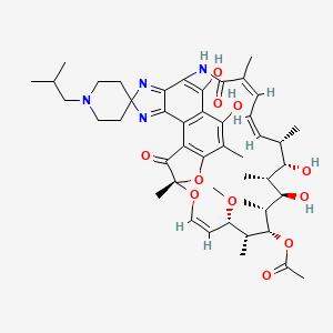 molecular formula C46H62N4O11 B12357463 [(7S,9Z,11S,12R,13S,14R,15R,16R,17S,18S,19Z,21Z)-2,15,17,32-tetrahydroxy-11-methoxy-3,7,12,14,16,18,22-heptamethyl-1'-(2-methylpropyl)-6,23-dioxospiro[8,33-dioxa-24,27,29-triazapentacyclo[23.6.1.14,7.05,31.026,30]tritriaconta-1(31),2,4,9,19,21,25(32),26,29-nonaene-28,4'-piperidine]-13-yl] acetate 