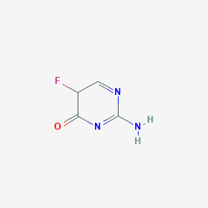 molecular formula C4H4FN3O B12357476 2-amino-5-fluoro-5H-pyrimidin-4-one 