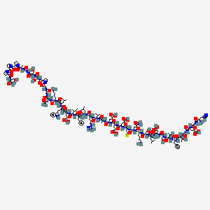 5-[[2-[[1-[[1-[[1-[[1-[[1-[[1-[[1-[[6-amino-1-[[5-amino-1-[[1-[[1-[[1-[[1-[[1-[[1-[[1-[[1-[[1-[[1-[[1-[[1-[[1-[[6-amino-1-[[4-amino-1-[[2-[[2-[2-[[1-[[1-[[2-[[1-[2-[2-[2-[(1-amino-3-hydroxy-1-oxopropan-2-yl)carbamoyl]pyrrolidine-1-carbonyl]pyrrolidine-1-carbonyl]pyrrolidin-1-yl]-1-oxopropan-2-yl]amino]-2-oxoethyl]amino]-3-hydroxy-1-oxopropan-2-yl]amino]-3-hydroxy-1-oxopropan-2-yl]carbamoyl]pyrrolidin-1-yl]-2-oxoethyl]amino]-2-oxoethyl]amino]-1,4-dioxobutan-2-yl]amino]-1-oxohexan-2-yl]amino]-4-methyl-1-oxopentan-2-yl]amino]-3-(1H-indol-3-yl)-1-oxopropan-2-yl]amino]-4-carboxy-1-oxobutan-2-yl]amino]-3-methyl-1-oxopentan-2-yl]amino]-1-oxo-3-phenylpropan-2-yl]amino]-4-methyl-1-oxopentan-2-yl]amino]-5-carbamimidamido-1-oxopentan-2-yl]amino]-3-methyl-1-oxobutan-2-yl]amino]-1-oxopropan-2-yl]amino]-4-carboxy-1-oxobutan-2-yl]amino]-4-carboxy-1-oxobutan-2-yl]amino]-4-carboxy-1-oxobutan-2-yl]amino]-4-methylsulfanyl-1-oxobutan-2-yl]amino]-1,5-dioxopentan-2-yl]amino]-1-oxohexan-2-yl]amino]-3-hydroxy-1-oxopropan-2-yl]amino]-4-methyl-1-oxopentan-2-yl]amino]-3-carboxy-1-oxopropan-2-yl]amino]-3-hydroxy-1-oxopropan-2-yl]amino]-3-hydroxy-1-oxobutan-2-yl]amino]-1-oxo-3-phenylpropan-2-yl]amino]-3-hydroxy-1-oxobutan-2-yl]amino]-2-oxoethyl]amino]-4-[[2-[[2-amino-3-(1H-imidazol-5-yl)propanoyl]amino]acetyl]amino]-5-oxopentanoic acid