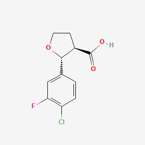 molecular formula C11H10ClFO3 B12357657 rel-(2R,3R)-2-(4-chloro-3-fluorophenyl)oxolane-3-carboxylic acid 