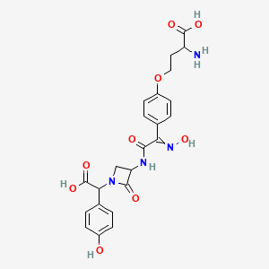 molecular formula C23H24N4O9 B1235767 2-amino-4-[4-[C-[[1-[carboxy-(4-hydroxyphenyl)methyl]-2-oxoazetidin-3-yl]carbamoyl]-N-hydroxycarbonimidoyl]phenoxy]butanoic acid 