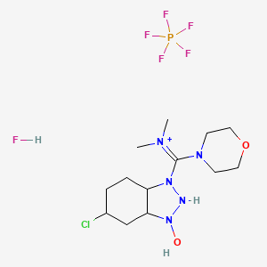 molecular formula C13H26ClF6N5O2P+ B12357686 [(5-Chloro-3-hydroxy-1,2,3-benzotriazol-1-yl)(morpholin-4-yl)methylidene]dimethylaminyl phosphorus pentafluoride hydrofluoride 