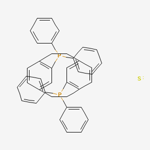 molecular formula C40H34P2S B12357768 Phosphine, 1,1'-tricyclo[8.2.2.24,7]hexadeca-4,6,10,12,13,15-hexaene-5,11-diylbis[1,1-diphenyl-, stereoisomer 