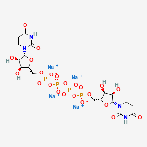 molecular formula C18H26N4Na4O23P4 B12357772 tetrasodium;[[(2R,3S,4R,5R)-5-(2,4-dioxo-1,3-diazinan-1-yl)-3,4-dihydroxyoxolan-2-yl]methoxy-oxidophosphoryl] [[[(2R,3S,4R,5R)-5-(2,4-dioxo-1,3-diazinan-1-yl)-3,4-dihydroxyoxolan-2-yl]methoxy-oxidophosphoryl]oxy-oxidophosphoryl] phosphate 