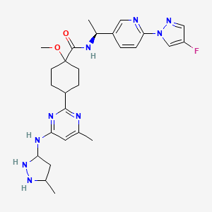 N-[(1S)-1-[6-(4-fluoropyrazol-1-yl)pyridin-3-yl]ethyl]-1-methoxy-4-[4-methyl-6-[(5-methylpyrazolidin-3-yl)amino]pyrimidin-2-yl]cyclohexane-1-carboxamide