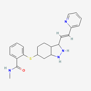 molecular formula C22H26N4OS B12357810 N-methyl-2-[[3-[(E)-2-pyridin-2-ylethenyl]-2,3,3a,4,5,6,7,7a-octahydro-1H-indazol-6-yl]sulfanyl]benzamide 