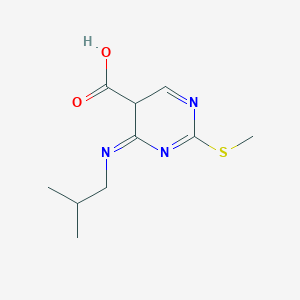 molecular formula C10H15N3O2S B12357817 4-(2-methylpropylimino)-2-methylsulfanyl-5H-pyrimidine-5-carboxylic acid 