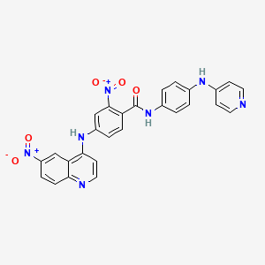 molecular formula C27H19N7O5 B1235782 Benzamide, 2-nitro-4-((6-nitro-4-quinolinyl)amino)-N-(4-(4-pyridinylamino)phenyl)- CAS No. 53221-75-3