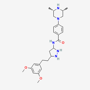 molecular formula C26H37N5O3 B12357881 N-[5-[2-(3,5-dimethoxyphenyl)ethyl]pyrazolidin-3-yl]-4-[(3R,5S)-3,5-dimethylpiperazin-1-yl]benzamide 