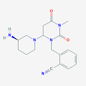 molecular formula C18H23N5O2 B12357924 2-[[6-[(3R)-3-aminopiperidin-1-yl]-3-methyl-2,4-dioxo-1,3-diazinan-1-yl]methyl]benzonitrile 