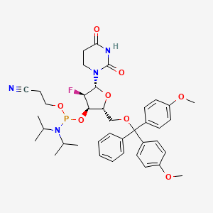 3-[[(2R,3R,4R,5R)-2-[[bis(4-methoxyphenyl)-phenylmethoxy]methyl]-5-(2,4-dioxo-1,3-diazinan-1-yl)-4-fluorooxolan-3-yl]oxy-[di(propan-2-yl)amino]phosphanyl]oxypropanenitrile