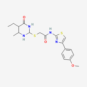 2-[(5-ethyl-4-methyl-6-oxo-1,3-diazinan-2-yl)sulfanyl]-N-[4-(4-methoxyphenyl)-1,3-thiazol-2-yl]acetamide