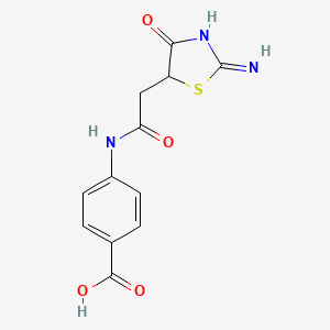 molecular formula C12H11N3O4S B12357989 4-[2-(2-Amino-4-oxo-4,5-dihydro-1,3-thiazol-5-yl)acetamido]benzoic acid 