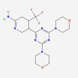 molecular formula C17H24F3N7O2 B12358003 3-(4,6-Dimorpholin-4-yl-1,3,5-triazin-2-yl)-4-(trifluoromethyl)-2,3,4,5-tetrahydropyridin-6-amine 