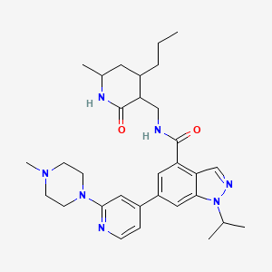 molecular formula C31H43N7O2 B12358050 N-[(6-methyl-2-oxo-4-propylpiperidin-3-yl)methyl]-6-[2-(4-methylpiperazin-1-yl)pyridin-4-yl]-1-propan-2-ylindazole-4-carboxamide 