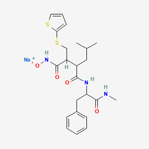 molecular formula C23H30N3NaO4S2 B12358087 (2S,3R)-N-Hydroxy-N'-[(2S)-1-methylamino-1-oxo-3-phenylpropan-2-yl]-3-(2-methylpropyl)-2-(thiophen-2-ylsulfanylmethyl)butanediamide sodium salt 