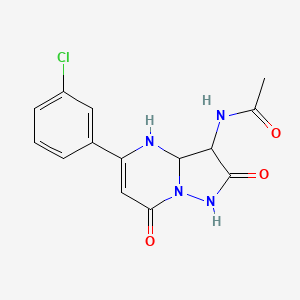 molecular formula C14H13ClN4O3 B12358096 N-[5-(3-chlorophenyl)-2,7-dioxo-1,3,3a,4-tetrahydropyrazolo[1,5-a]pyrimidin-3-yl]acetamide 