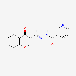 N-[(E)-(4-oxo-4a,5,6,7,8,8a-hexahydrochromen-3-yl)methylideneamino]pyridine-3-carboxamide