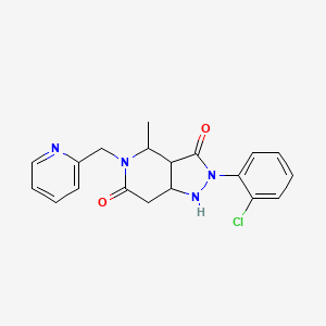 molecular formula C19H19ClN4O2 B12358226 2-(2-chlorophenyl)-4-methyl-5-(pyridin-2-ylmethyl)-3a,4,7,7a-tetrahydro-1H-pyrazolo[4,3-c]pyridine-3,6-dione 