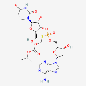 molecular formula C25H36N7O13PS B12358232 [[(2R,3S,5R)-5-(6-aminopurin-9-yl)-3-hydroxyoxolan-2-yl]methoxy-[(2R,3R,4R,5R)-5-(2,4-dioxo-1,3-diazinan-1-yl)-2-(hydroxymethyl)-4-methoxyoxolan-3-yl]oxyphosphoryl]sulfanylmethyl propan-2-yl carbonate 