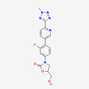 molecular formula C17H15FN6O3 B12358268 3-[3-Fluoro-4-[6-(2-methyl-2H-tetrazol-5-YL)-3-pyridinyl]phenyl]-5-(hydroxymethyl)-2-oxazolidinone 