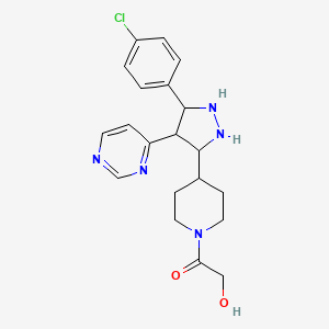 molecular formula C20H24ClN5O2 B12358413 1-[4-[5-(4-Chlorophenyl)-4-pyrimidin-4-ylpyrazolidin-3-yl]piperidin-1-yl]-2-hydroxyethanone 