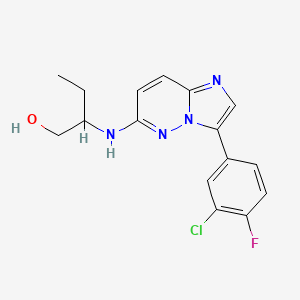 2-[[3-(3-Chloro-4-fluorophenyl)imidazo[1,2-b]pyridazin-6-yl]amino]butan-1-ol