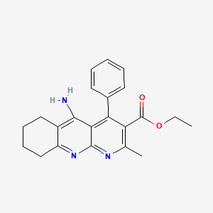 molecular formula C22H23N3O2 B1235855 Ethyl 5-amino-2-methyl-4-phenyl-6,7,8,9-tetrahydrobenzo[b][1,8]naphthyridine-3-carboxylate 