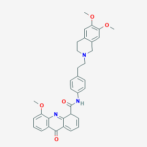 molecular formula C34H33N3O5 B12358746 N-[4-[2-(6,7-dimethoxy-3,4-dihydro-1H-isoquinolin-2-yl)ethyl]phenyl]-5-methoxy-9-oxo-4H-acridine-4-carboxamide 