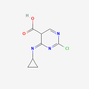 molecular formula C8H8ClN3O2 B12358798 2-chloro-4-cyclopropylimino-5H-pyrimidine-5-carboxylic acid 