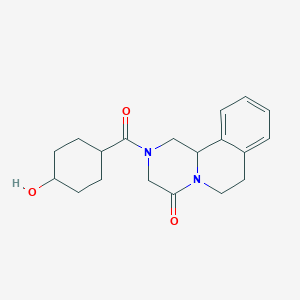 molecular formula C19H24N2O3 B123588 2-(4-hydroxycyclohexanecarbonyl)-3,6,7,11b-tetrahydro-1H-pyrazino[2,1-a]isoquinolin-4-one CAS No. 134924-71-3