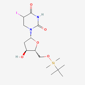 molecular formula C15H27IN2O5Si B12358826 1-[(2R,4S,5R)-5-[[tert-butyl(dimethyl)silyl]oxymethyl]-4-hydroxyoxolan-2-yl]-5-iodo-1,3-diazinane-2,4-dione 