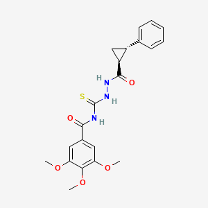 molecular formula C21H23N3O5S B1235910 3,4,5-trimethoxy-N-[[[oxo-[(1S,2S)-2-phenylcyclopropyl]methyl]hydrazo]-sulfanylidenemethyl]benzamide 