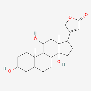 molecular formula C23H34O5 B1235911 3-[(11R)-3,11,14-trihydroxy-10,13-dimethyl-1,2,3,4,5,6,7,8,9,11,12,15,16,17-tetradecahydrocyclopenta[a]phenanthren-17-yl]-2H-furan-5-one 